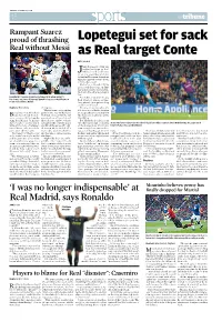 Lopetegui Set for Sack As Real Target Conte