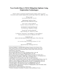 Near Earth Object (NEO) Mitigation Options Using Exploration Technologies