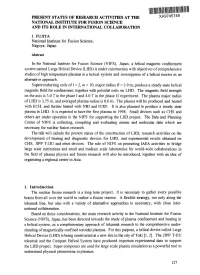 Present Status of Research Activities at the National Institute for Fusion