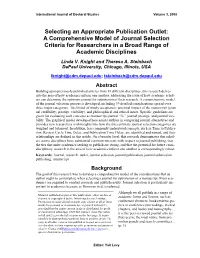 Selecting an Appropriate Publication Outlet: a Comprehensive Model of Journal Selection Criteria for Researchers in a Broad Range of Academic Disciplines