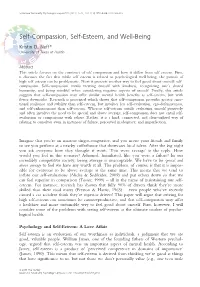 Self-Compassion, Self-Esteem, and Well-Being Kristin D