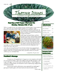 Thorny Issues DATES & DETAILS —