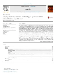 Vending Machine Assessment Methodology. a Systematic Review Melissa A