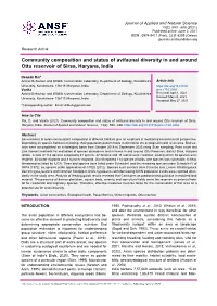 Community Composition and Status of Avifaunal Diversity in and Around Ottu Reservoir of Sirsa, Haryana, India