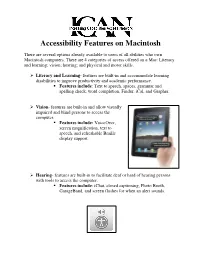 MAC Accessibility Fact Sheet