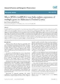 May Help Explain Expression of Multiple Genes in Alzheimer's