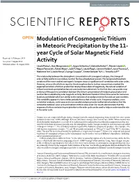 Modulation of Cosmogenic Tritium in Meteoric Precipitation by the 11