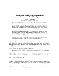 Navigating the Boundaries Between State Television and Public Broadcasting in Pre- and Post-Revolution Egypt