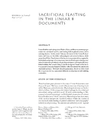 Sacrificial Feasting in the Linear B Documents