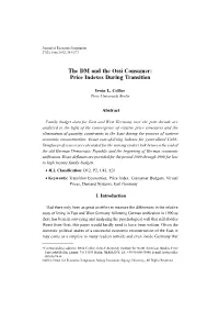 The DM and the Ossi Consumer: Price Indexes During Transition