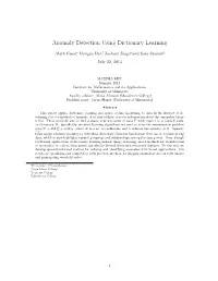 Anomaly Detection Using Dictionary Learning