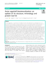 Avian Eggshell Biomineralization: an Update on Its Structure, Mineralogy and Protein Tool Kit J
