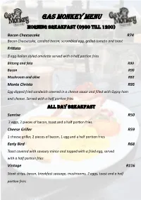 Gas Monkey Menu