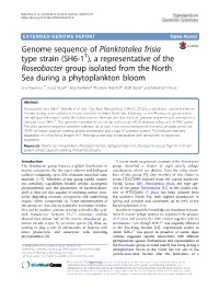 Genome Sequence of Planktotalea Frisia Type Strain (SH6-1T)