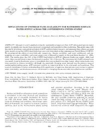 Implications of Upstream Flow Availability for Watershed Surface Water Supply Across the Conterminous United States1