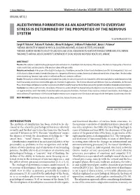 ALEXITHYMIA FORMATION AS an ADAPTATION to EVERYDAY STRESS IS DETERMINED by the PROPERTIES of the NERVOUS SYSTEM 10.36740/Wlek202011123