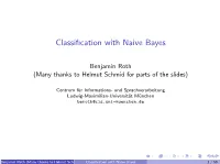 Classification with Naive Bayes