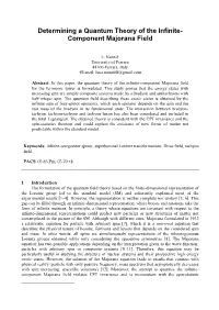 Determining a Quantum Theory of the Infinite- Component Majorana Field