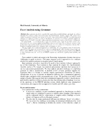 Facet Analysis Using Grammar