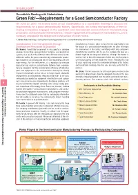 Green Fab1—Requirements for a Good Semiconductor Factory