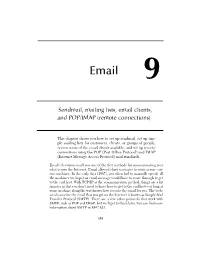 Sendmail, Mailing Lists, Email Clients, and POP/IMAP (Remote Connections)