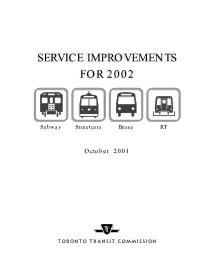 Service Improvements for 2002