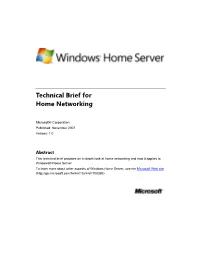 Technical Brief for Home Networking
