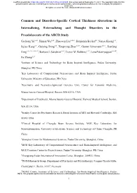 Common and Disorders-Specific Cortical Thickness Alterations in Internalizing, Externalizing and Thought Disorders in the Preado