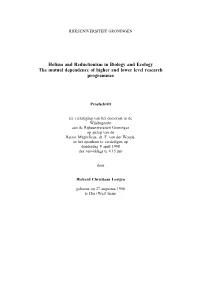Holism and Reductionism in Biology and Ecology the Mutual Dependence of Higher and Lower Level Research Programmes
