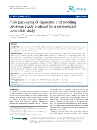 Plain Packaging of Cigarettes and Smoking Behavior