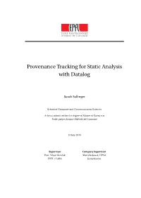 Provenance Tracking for Static Analysis with Datalog
