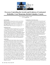 REPORT Processes Controlling the Growth and Evolution Of