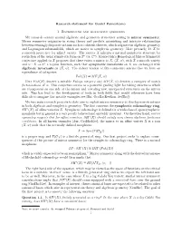 Research Statement for Daniel Pomerleano 1. Background And