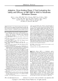 Adaptive, Dose-Finding Phase 2 Trial Evaluating the Safety and Efficacy of ABT-089 in Mild to Moderate Alzheimer Disease