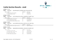 Cattle Section Results - 2018