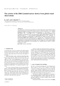 Geminid Meteor Shower from Global Visual Observations