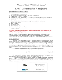 Lab 1 – Measurements of Frequency