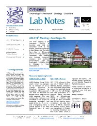 Lab Notes Electroacoustics & Audio • Consulting • Design / Testing Volume 12, Issue 4 December 2019 © 2019 CJS Labs • Training