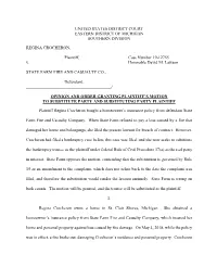 Opinion and Order Granting Plaintiff's Motion to Substitute Party And
