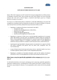 Other Laws As May Be Specifically Applicable to the Company (Point (Vi) As Per MR-3)*