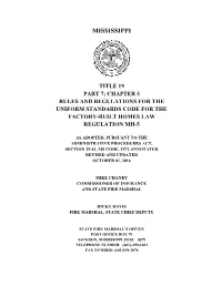 Regulation MH-5, Revised and Updated