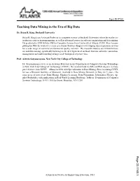 Teaching Data Mining in the Era of Big Data