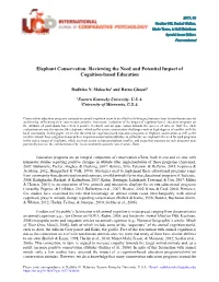 Elephant Conservation: Reviewing the Need and Potential Impact of Cognition-Based Education