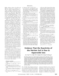 Evidence That the Reactivity of the Martian Soil Is Due To