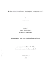 Laws on Reproductive Technologies in Contemporary Croatia
