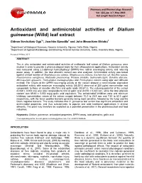 Antioxidant and Antimicrobial Activities of Dialium Guineense (Willd) Leaf Extract