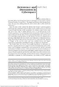 Deterrence and Dissuasion in Cyberspace Deterrence and Joseph S