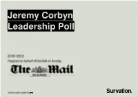Jeremy Corbyn Leadership Poll Prepared on Behalf of the Mail on Sunday