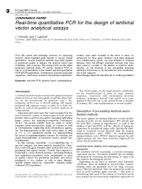 Real-Time Quantitative PCR for the Design of Lentiviral Vector Analytical Assays