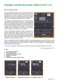 Enigma Cipher Machine Simulator 7.0.5